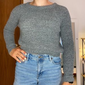 American Eagle Gray Cable Knit Sweater